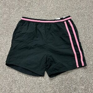 Vintage Winners Swim Shorts Mens Medium 34-35 Black Pink Striped Trunks Beach